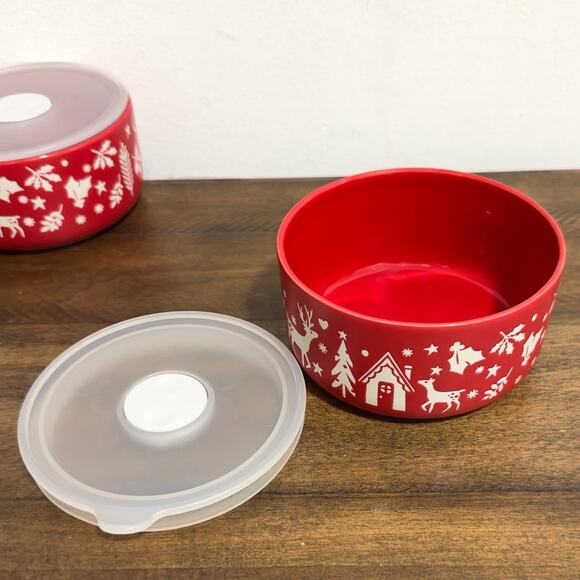 Prima Design - Winterfest, Christmas, Textured, Pair of Food Storage Bowls - Picture 3 of 4